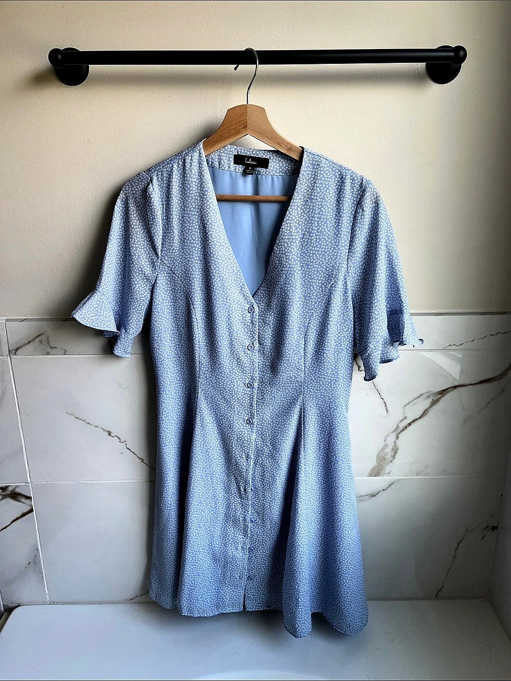 Lulus Blue Button-Front Mini Dress